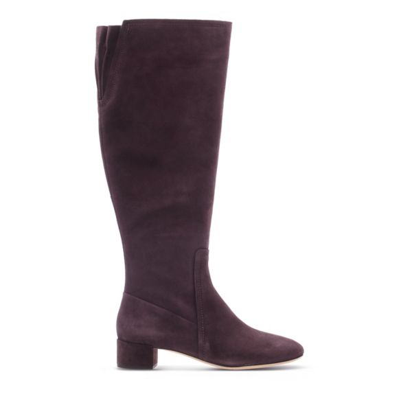 Clarks Womens Orabella Ava Knee High Boots Aubergine Suede | USA-6519723